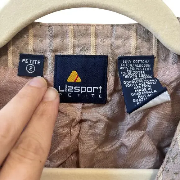 Lizsport Vintage Tan Floral Brocade Vest Size 2P - Picture 5 of 5